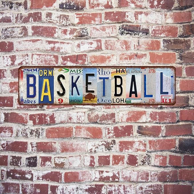 Basketball Sign Vintage Basketball Street Signs Basketball Decor Road Metal Tin Sign Basketball Gifts For Boys Bedroom Basketball Poster Room Wall Decorations 4x16 Inch
