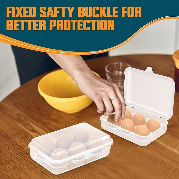 ZPU Egg Holder Camping, 1Pcs 6 Grid Egg Container, Plastic Egg Carrier for Camping Picnic Travel Outdoor Refrigerator Kitchen, Protective Egg Storage Case, Clear White