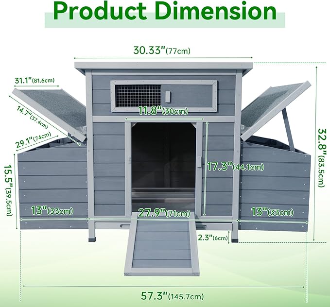 Large Outdoor Wooden Chicken Coop with Dual-Side Nesting Boxes - Weatherproof Design, Predator-Proof Latches, Superior Ventilation & Free-Range Access for Poultry