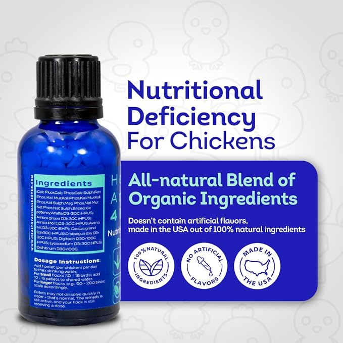 HA4E - Chicken Nutritional Deficiency Supplement - Supports Balanced Nutrition & Health - Highly Effective, Natural Homeopathic Tablets - 300 Count