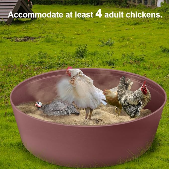 Chicken Dust Bath Tub, Adjustable 25'' Chicken Dust Bath Contain Bottomless Design, Dust Bath for Chickens, Ducks, Turkeys, Quails for Farms, Chicken Coops (Brown)
