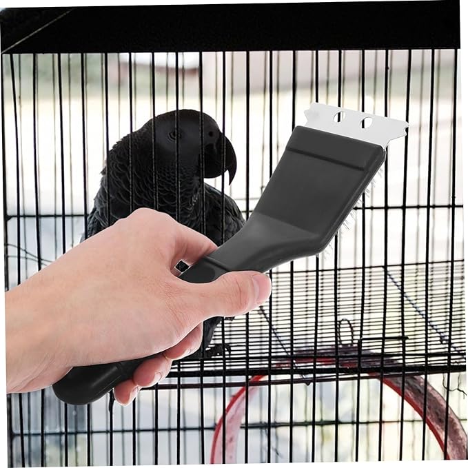Mipcase Bird Cage Scraper Brush Set Birdcage Maintenance Tool Bird Waste Cleaning Brush Stainless Steel Shovel Long Handle