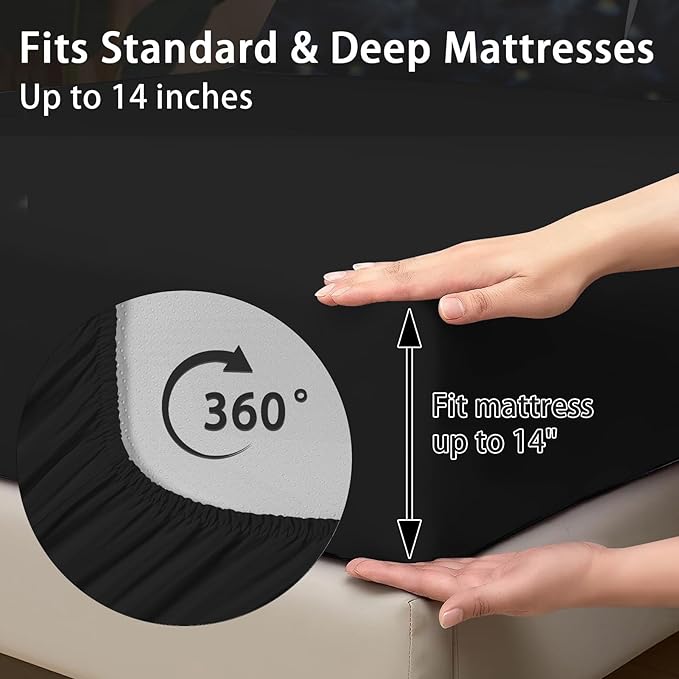 Comforter Set Queen Size, Cat Blue Magic 7 Pcs Bedding for Kids and Adults, Black Cute Bed Sheet Sets with Fitted Sheet 2 Pillowcases & 2 Shams for Bedroom Bed Decor