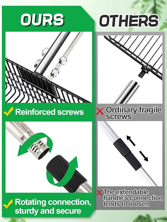 10'' Wide Chicken Poop Scooper - Adjustable 36''-76'' Long Handle, Heavy Duty Litter Sifting Scoop Shovel Chicken Coop Accessories for Efficient Cleaning Protect Back
