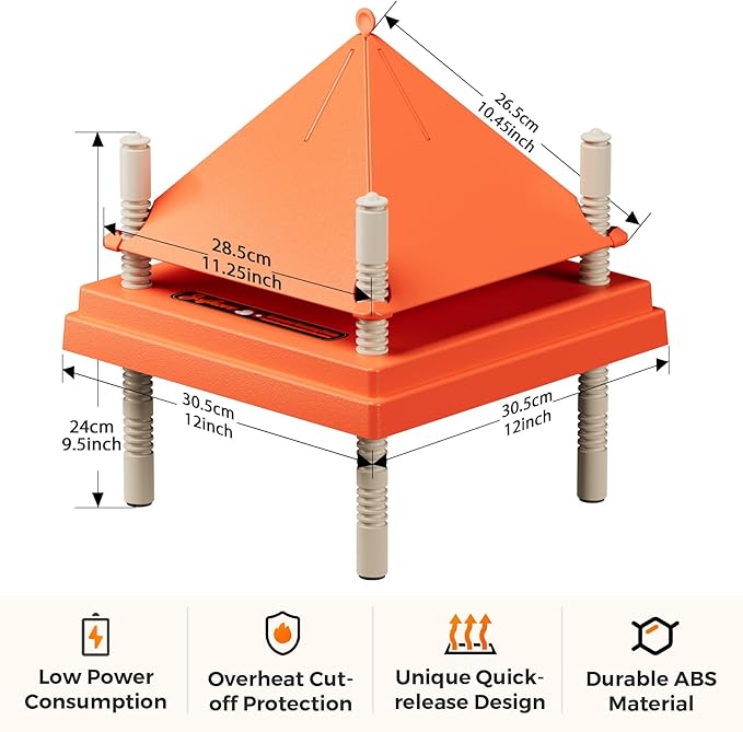 Chick Brooder Heating Plate with Anti Stand Cone 12 x 12 Brooder Heater for Chicks with Adjustable Heights