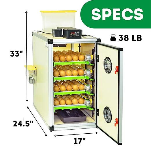 Incubators for Hatching Eggs – 120 Egg Incubator Setter & Hatcher with Automatic Turner & Digital Humidity Control Cabinet, Medium Chicken Incubator & Quail Egg Incubator by Hatching Time