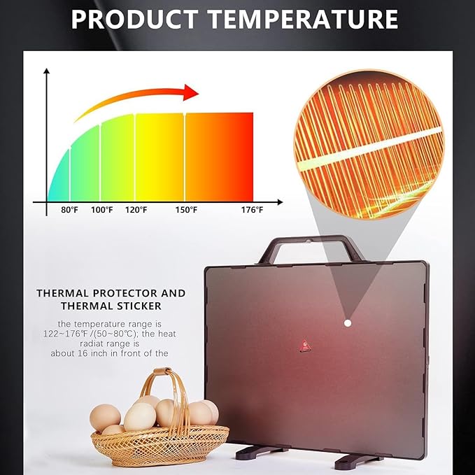 PINNKL Chicken Coop Heater, 15.3 x 11.4 Inch Chick Brooder Heating Plate, 140 Watts Adjustable Temp Radiant Heat Panel, for Chick Kitten Puppy Poultry Pets