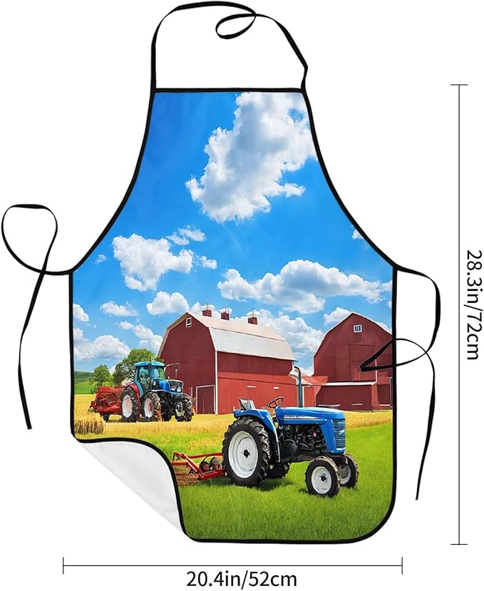 Premium Soft Water-Resistant Apron For Cooking, Gardening, Bbq, Company Farm Tractor Aprons For Men Women, Unisex Adjustable Waist Work Bib Chef Apron For Kitchen, Cafe, With Pocket