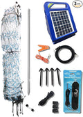 Starkline 48" x 164' Premium Electric Poultry Netting Solar Kit | White/Blue All-in-One Solar Electric Fence Kit for Backyards, Homesteads, Farms, and Ranches
