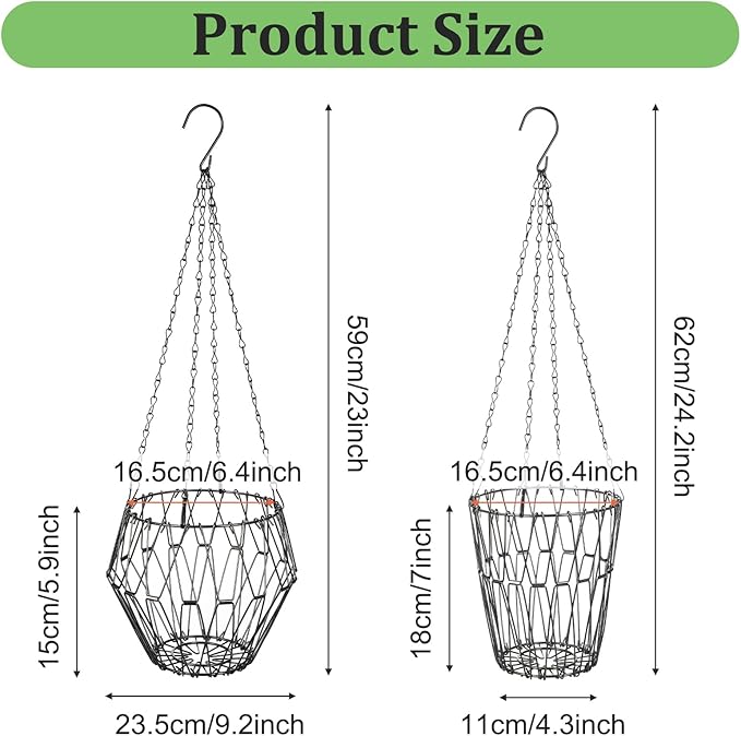 2 Pcs Hanging Chicken Feeder, Foldable Chicken Vegetable Fruits Feeder, Poultry Feeding Holder Basket with Hanging Chain, Veggie Treat Ball for Chicken Coop Accessories