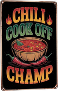 Novelty saying wall decor featuring Chili Cook Off Champ Cooking Spicy Texan Bowl O Red Southern Metal Tin Sign Kitchen Bar Decor Perfect For Hanging In 8x12 inch metal sign for home office wall