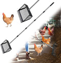 Chicken Poop Scooper & Rake 2-in-1 Stainless Steel Handle 5 in 1- Adjustable Height 22" to 75" Ideal for Chicken Coop Accessories Dog Poop Scooper for Yard Efficient Coop Cleanup Tool