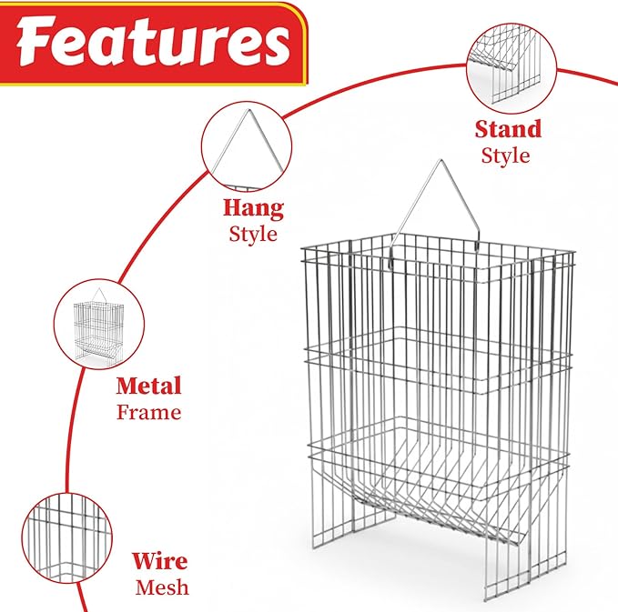 My Favorite Chicken Metal Rack Basket for Chicken Scraps – Hanging or Standing Poultry Feeder for Vegetables, Treats & Hay, Wire Hanging Basket for Chicken Coop, & Small Animals