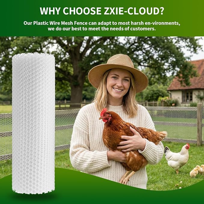 Plastic Chicken Wire Mesh Fence,Plastic Chicken Wire Roll 16in x 20ft,Garden Netting Fencing Barrier for Poultry, Animals, Pets and Balcony(Black)