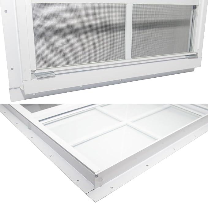 NeatiEase 2 Pack Shed Window, 14" x 21" Flush Mount Window with Tempered Glass and Fiberglass Screen for Shed, Chicken Coop, Playhouse, Household, Garage