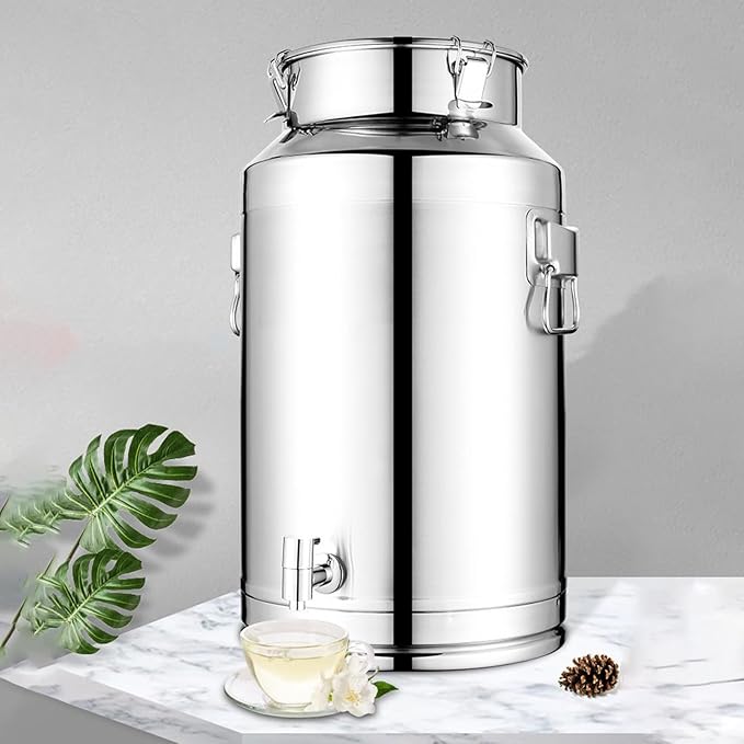 Oil Container - Airtight Stainless Steel Storage Bucket, 5L 9L 14L Large Capacity Canister with Sealed Lid Lock, Freshness Preserving Food Safe Function, Ideal for Flour Coffee Sugar Baking