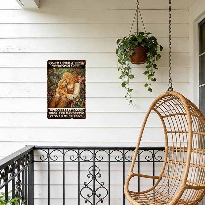 Funny Garden Decor Gardening Sign There was A Girl Who Really Loved Dogs Vintage Metal Tin Sign Wall Decor for Garden Outdoor Yard Farmhouse 8x12 Inch