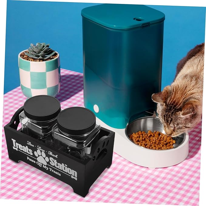 YARNOW 1set Farmhouse Wooden Dog Food Storage Box Airtight Canister Holder for Pet Treats and Snacks Capacity Organized Design for Easy Access for Multiple Pets