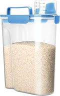 Rice Storage Container, 5 to 10lb Dry Food Airtight Dispenser, Pet Dog Cat Food Canister, BPA Free Clear Plastic Kitchen and Pantry Organization Bin for Oatmeal, Grain, Cereal, Pasta, Flour
