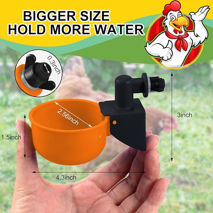 Tanlade 50 Packs Chicken Waterer Chicken Feeder, Automatic Waterer Kit for Poultry Duck Goose Turkey Bunny (Orange)