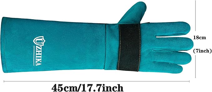 Animal Handling Glove Anti Scratch Protective Gloves for Training Dogs Cat Bird Snake Parrot Lizard Wild Animals Reptiles - Bite Resistant Gloves (Blue)