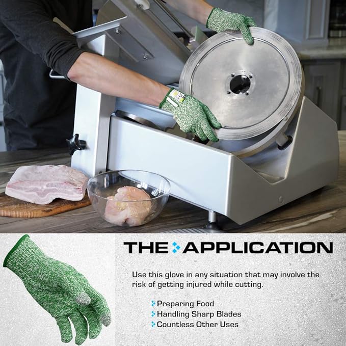 Glove Station Ultra Durable Series Cut Resistant Gloves - Cutting Gloves for Chefs, BBQ and Cooking - Level 5 Protection, Food Grade Safe Cut - Green, Large Size