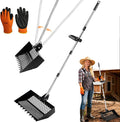 Chicken Poop Scooper, Adjustable Angle Chicken Coop Cleaning, 3-in-1 Sand Rake with Sifting Panels for Hen/Pet House Bedding Management, 304 Stainless Steel Chicken Coop Accessories