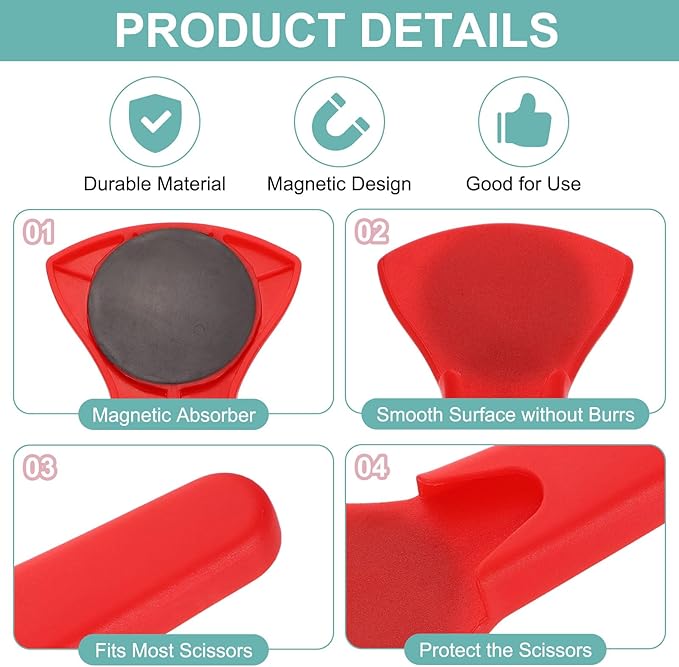 uxcell Magnetic Scissor Holder, 7.48" x 3.46" Plastic Scissors Cover Durable Waterproof Protector Portable with Round Magnetic Absorber for Kitchen Shears, Red