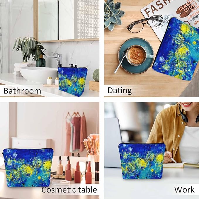 Abstract Galaxy Makeup Bags Makeup Organizer, Galaxy Starry Sky Marble Flax Toiletry Bags Travel Cosmetic Bag Makeup Purse Pouch Skincare Bag Wallet Bags For Women Female Mom Daughter