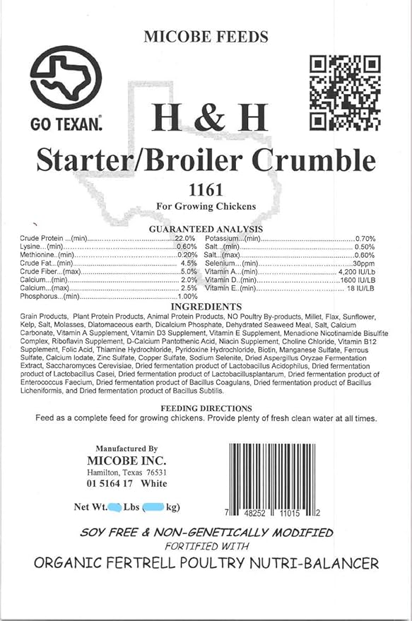 All Natural Freshly Milled Chick and Broiler Crumble: Non GMO, Non-Medicated, Soy Free, Corn Free, with Organic Fertrell Poultry Nutri-Balancer (20lb)