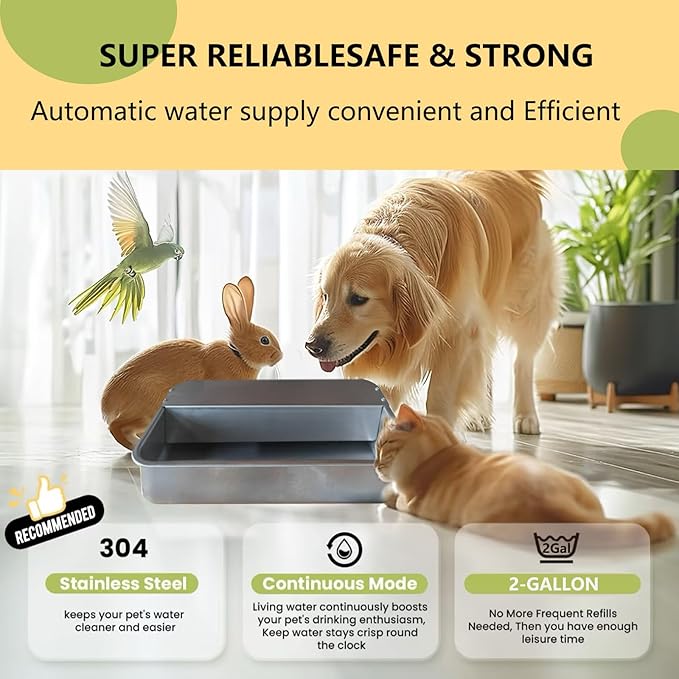 Automatic Chicken Water Dispenser Large 304 Stainless Steel Poultry and Livestock Waterer Heavy Duty Self Refilling Outdoor Water Bowl with Float Valve Installation Accessories and Cleaning Brush