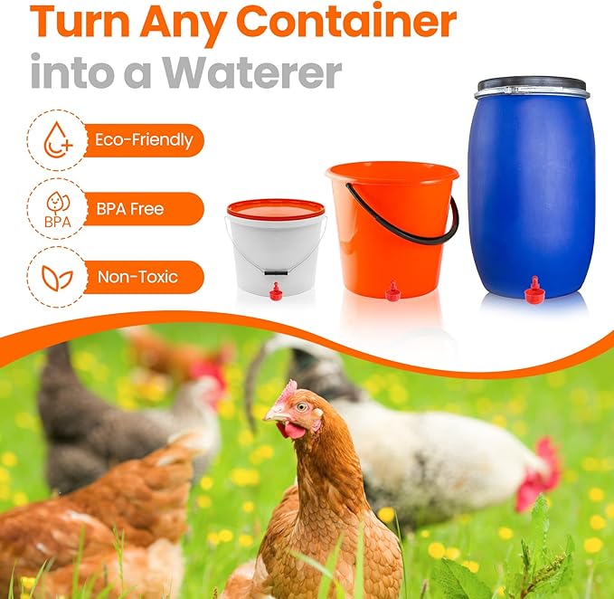 Chicken Waterer, DIY Chicken Water Feeder for Poultry Automatic Chicken Water Cups Gravity Filling Poultry Waterer with Hole Saw for Buckets Boxes Troughs (9 Pack)
