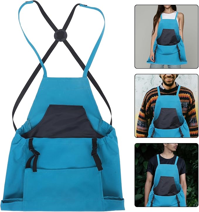 TOYANDONA Gardening Apron with Adjustable Quick Release Harvest Picking Pocket, Oxford Cloth Fruit and Vegetable Storage Pouch for Outdoor Garden Use, Green Egg Collecting Apron