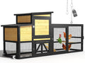 80'' Chicken Coop with Nesting Box, Outdoor Duck Coop, Chicken House for Outside, Wooden Chicken Coops with Run & Waterproof Asphalt Roof, Wheels, Removable Tray and Hanging Chicken Feeder