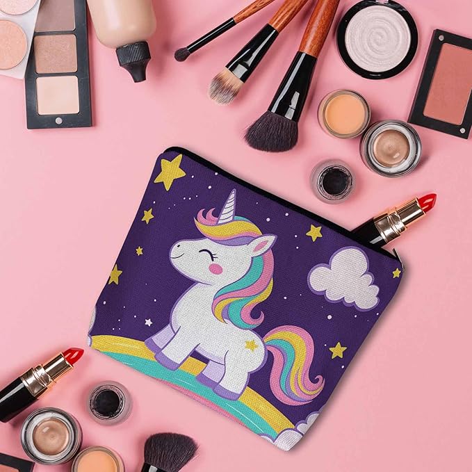 Makeup Bag Unicorn Makeup Bags For Purse Pouch, Cute Unicorn Rainbow Mane Travel Toiletry Bag Cosmetic Bag Makeup Bags Flax Makeup Organizer Bag Pencil Pouch For Man Woman