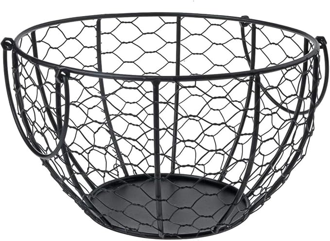 Egg Basket Holder Countertop Farmhouse Metal Wire Egg Basket For Collecting Fresh Eggs,Round Handle Vintage Style Collecting Portable