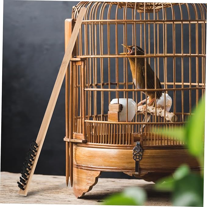 Mikikit 2pcs Effortless Bird Cage Cleaning Set Includes Brush Scoop Stainless Steel Construction Ergonomic Handle