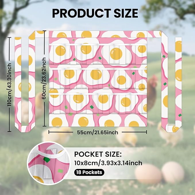 CUTHOLLOW Egg Collecting Apron for Adlut, Housewife, 18 Deep Pockets Hen Egg Gathering Holding Apron with Elastic Closures