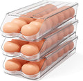 Egg Holder for Fridge,Automatic Rolling Egg Container for Refrigerator,Clear Stackable Egg Organizer with Removable Lid for Fridge Organizers and Storage,3 pack