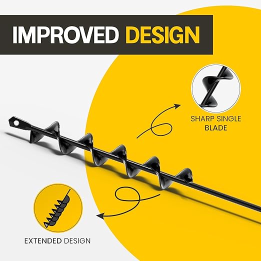 Sproot Garden Auger Drill Bit for Planting 1.6x16.5 Inch - Umbrellas and Fences Auger Post Hole Digger for Gardening and Spiral Bulb Planter Tool – 3/8 Inch Hex Drive Compatible