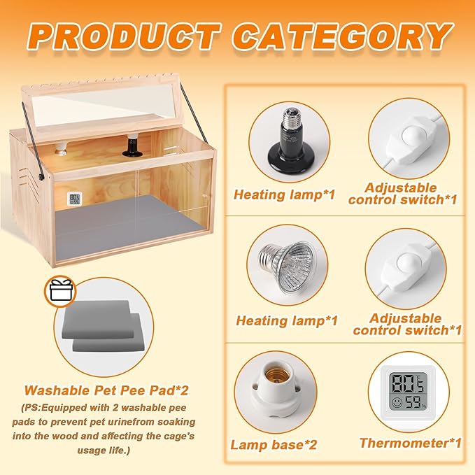 Chick Brooder Box, Brooder Box for Chicks, Pine,Quail Cage, Duck Brooder, Quail Cages, Ideal for Chicks, Ducks, Quails, Hamsters and Lizards, 23.6'L x 15.8'W x 15.8'H.