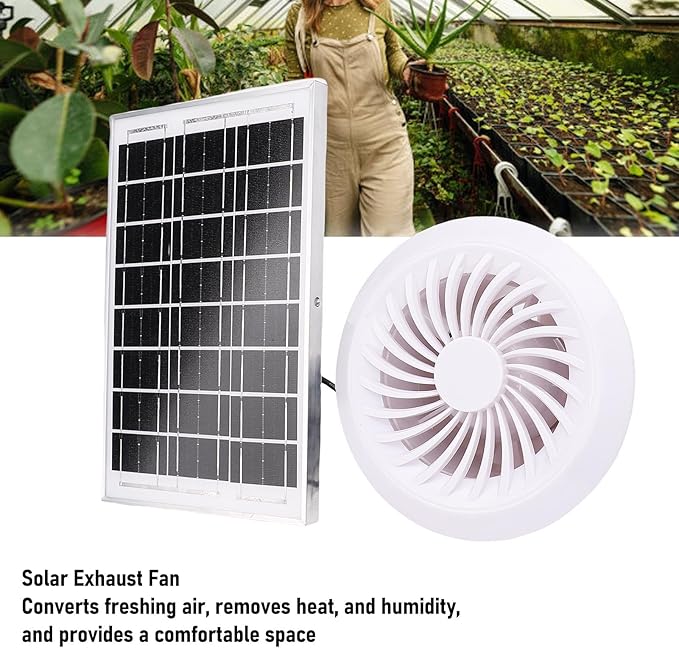 FILFEEL 6W Solar Powered Fan Kit for Greenhouses, Chicken Coops, and Pet Houses with Easy Solar Setup