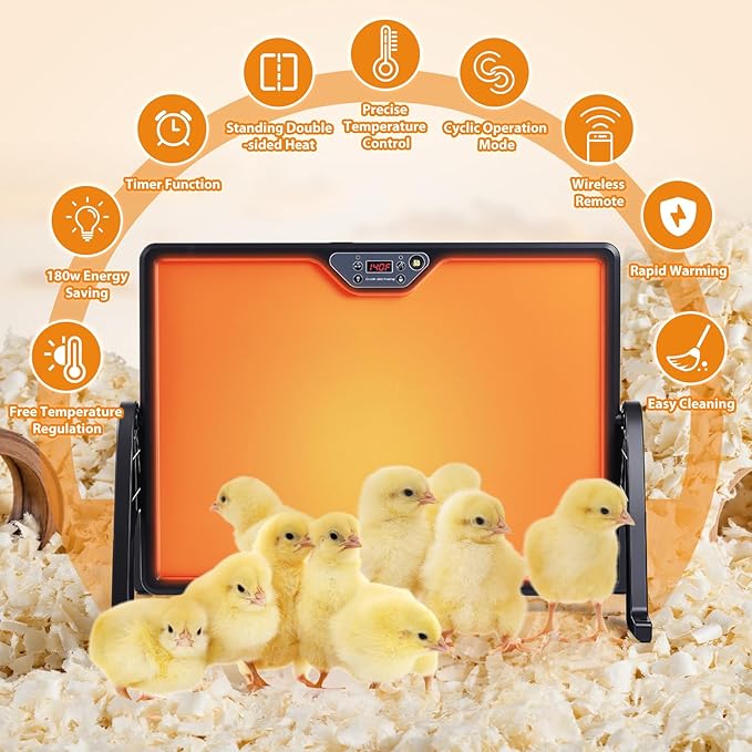 New Smart coop Heater with Remote Control, Built-in Adaptive Temperature Sensor, Adjustable Temperature, brooder Heating Panels with Timer and Lighting, brooder Panels to Keep Poultry Warm