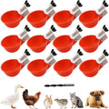 Chicken Waterer Cups, 12 Packs Poultry Water Feeder with Drill, Large Poultry Waterer Automatic Waterer for Chicken Coop, Duck, Chicks, Goose, Turkey, Bunny, Bird (Red, 12 Pack)