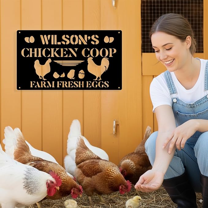 Custom Chicken Coop Metal Sign, Personalized Chicken Coop Sign for Outside, Custom Metal Hen House Farm Signs, Chickens Hen House Farmhouse Wall Art Decor