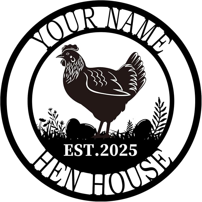 Custom Chicken Coop Metal Sign, Personalized Farmhouse Wall Decor, Vintage Fluffy Butt Hut Decor, Custom Name Sign for Farm, Gifts for Chicken Lovers