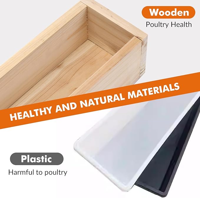 Chicken Feeder, 4 Pack 20” Wooden Large Capacity Eco-Friendly Feed Trough for 24 Chickens Simultaneous Feeding, Healthy Poultry Feeder for Chicken Duck Bird Livestock (Natural Wood)