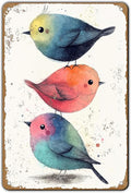 Vintage Tin Sign Watercolor Birds Wall Decor Nursery Birds Print Cute Wall Decoration Birds Nursery Animals Tin Sign Poster Home Bar Plate Wall Decor Birds Metal Tin Sign 12x8 Inch