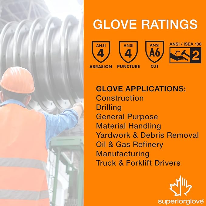 Superior Glove Endura Goatskin Leather Work Gloves Arc Flash Cut Resistant Safety Hand Protection