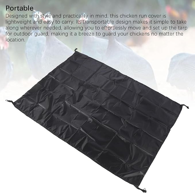 Focket Chicken Coop Tarp, 57x43in Cover, Silver Coated Oxford Fabric Dust Proof Pen Cover with for Outdoor Poultry Protection
